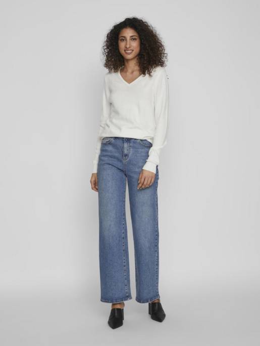 VILA VIRIL V-NECK L/S KNIT TOP - NOOS