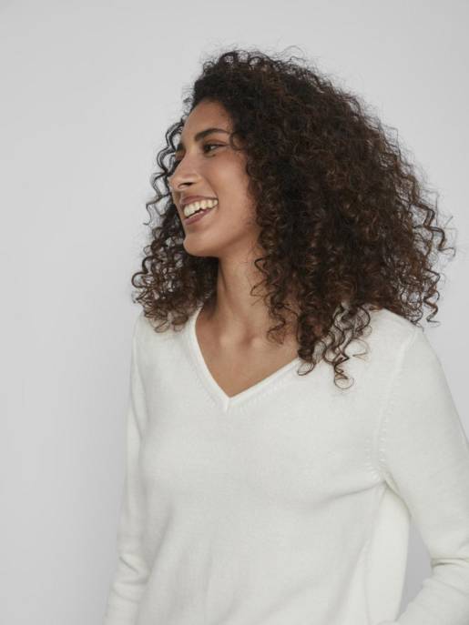 VILA VIRIL V-NECK L/S KNIT TOP - NOOS