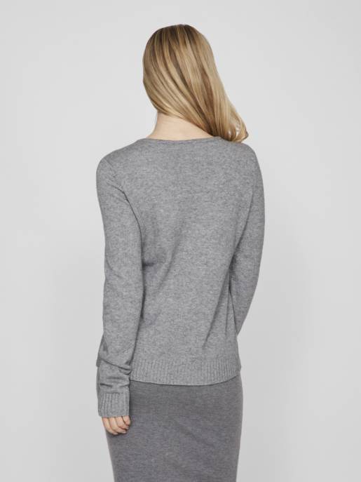 VILA VIRIL V-NECK L/S KNIT TOP - NOOS
