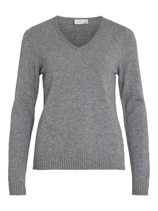 VILA VIRIL V-NECK L/S KNIT TOP - NOOS