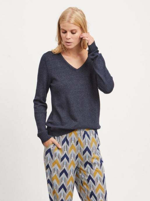 VILA VIRIL V-NECK L/S KNIT TOP - NOOS