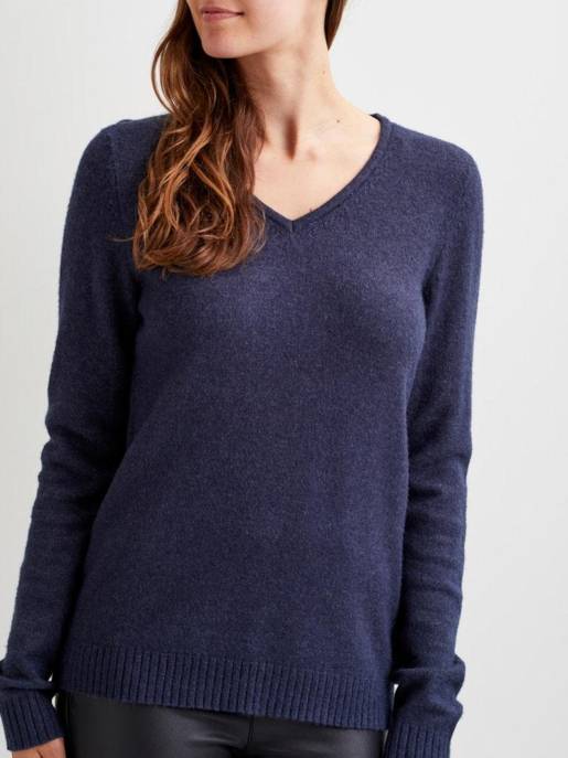 VILA VIRIL V-NECK L/S KNIT TOP - NOOS