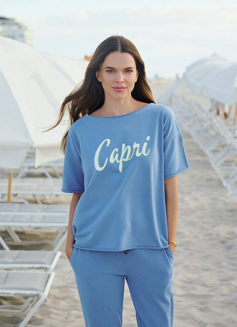 Juvia Capri Fleece Sweater Shortsleeve