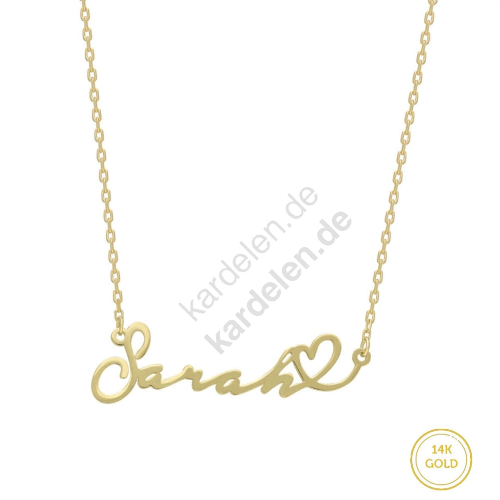 Kardelen 14K GOLD HERZ SYMBOL WAAGERECHT NAMENSKETTE