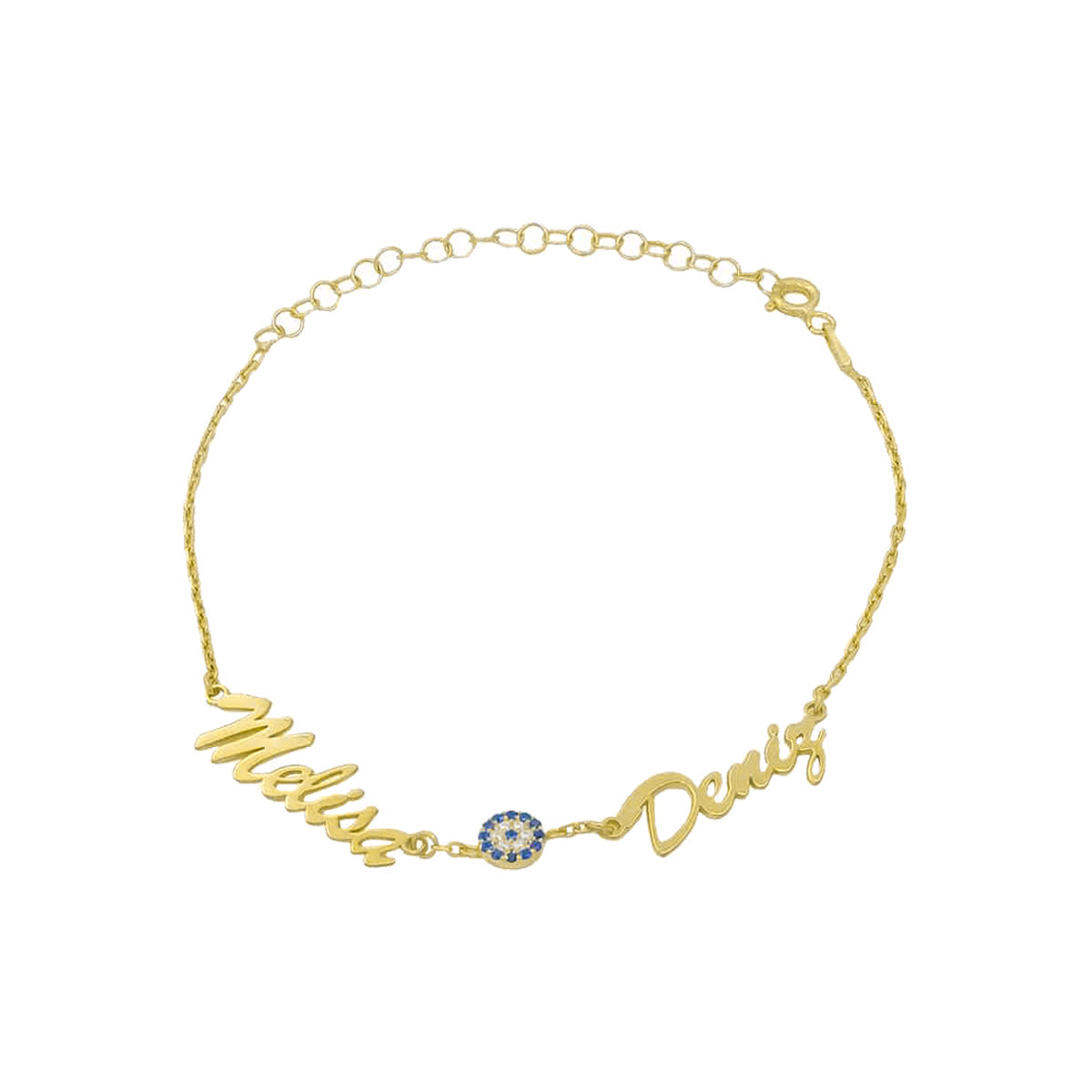 Kardelen 2er Namensarmband - Variante Nazar - 925 SILBER