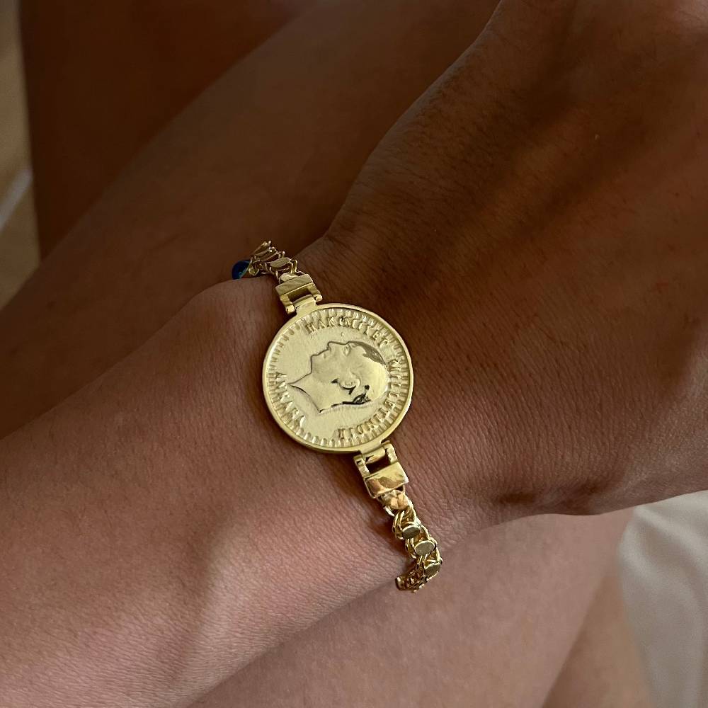 Kardelen Atatürk Gersten Armkette Mit Nazar - 925 SILBER