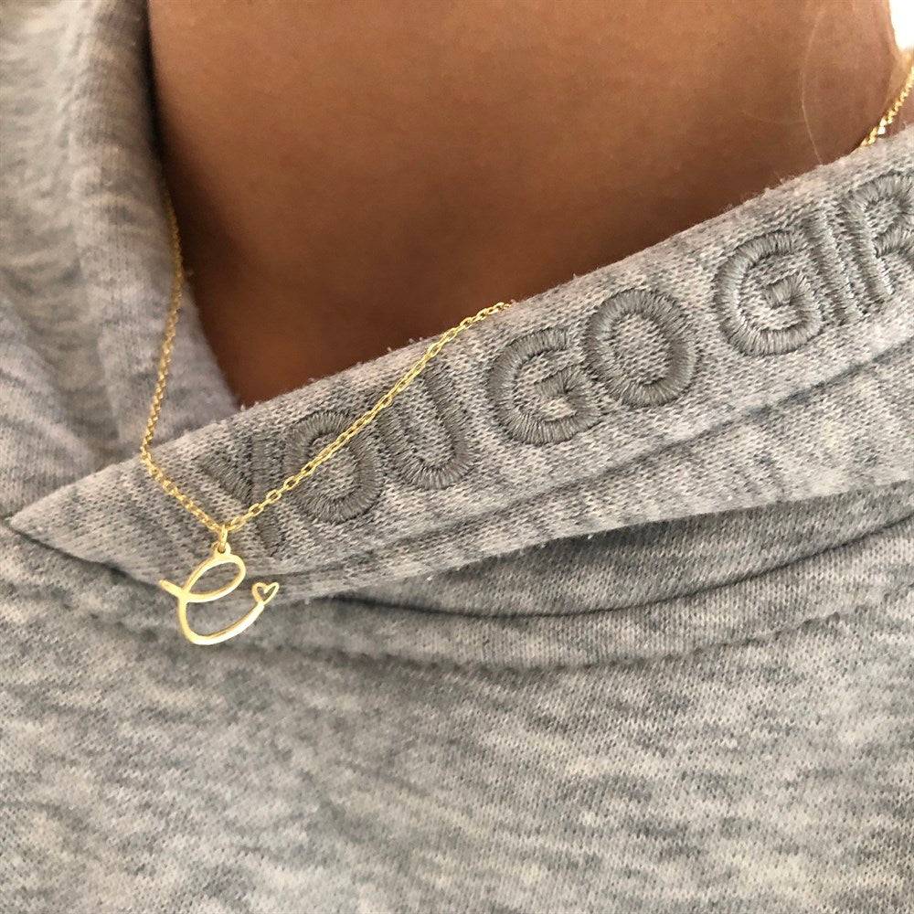 Kardelen Big Buchstabenkette Mit Mini Herz - 925 SILBER