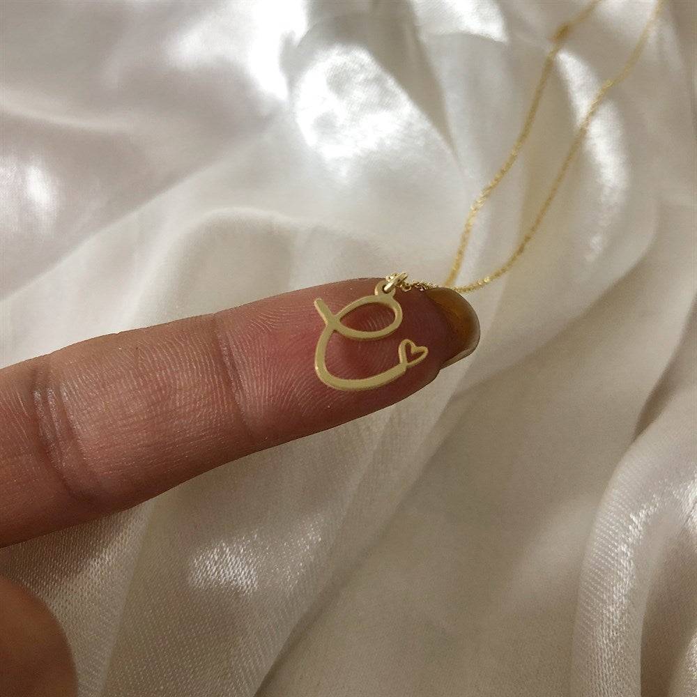 Kardelen Big Buchstabenkette Mit Mini Herz - 925 SILBER