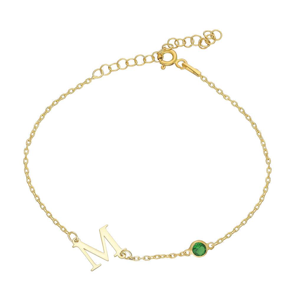 Kardelen BUCHSTABEN ARMKETTE MIT GEBURTSSTEIN - 925 SILBER
