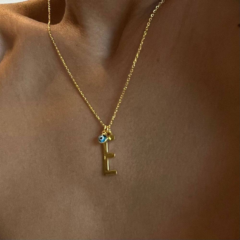 Kardelen Buchstaben Halskette Elongated Mit Nazar - 925 SILBER