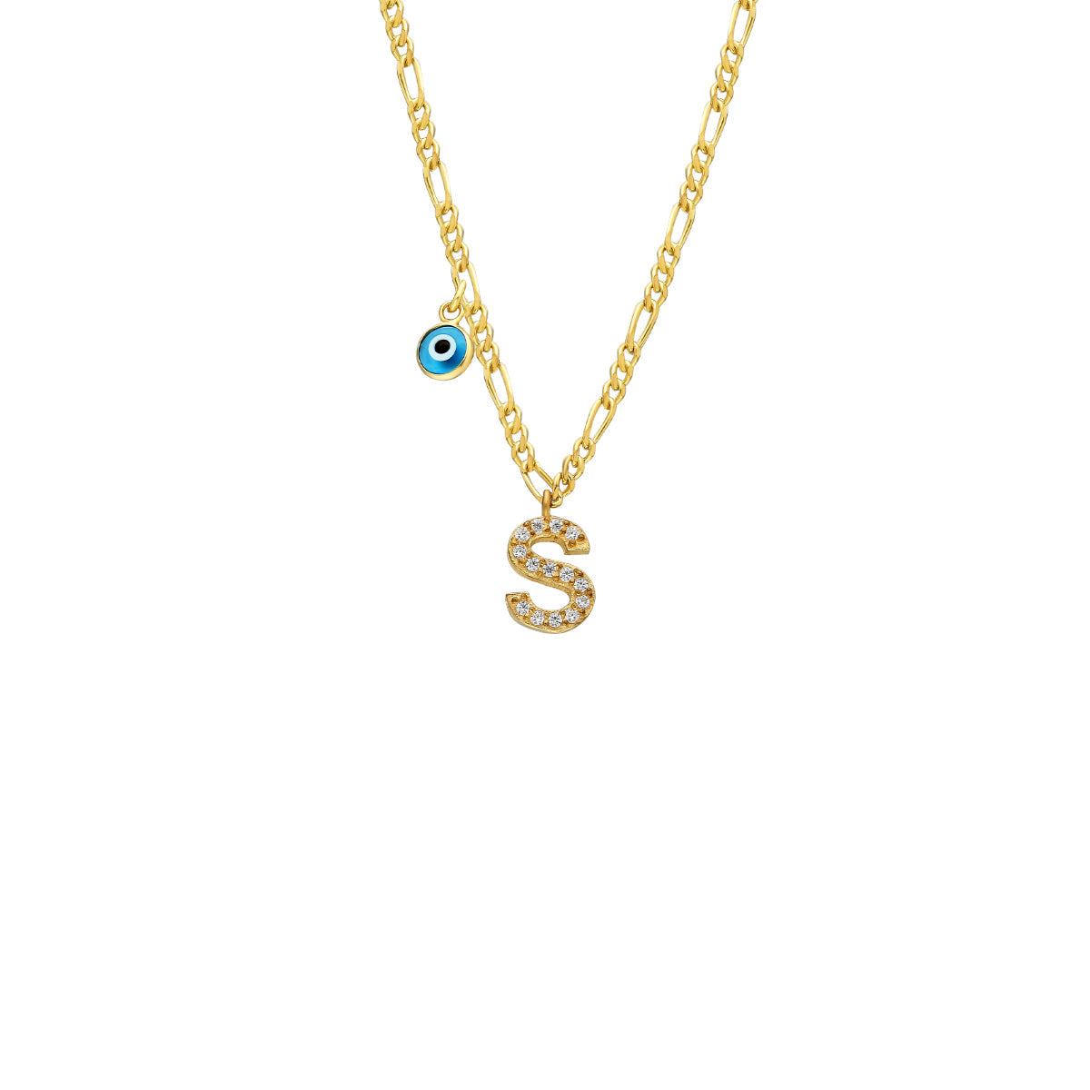 Kardelen Buchstabenkette mit Nazar Stein - 925 SILBER