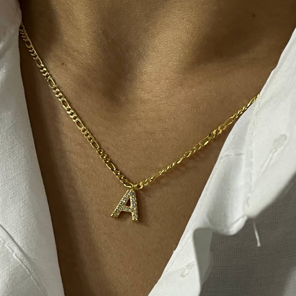 Kardelen Buchstabenkette Mit Zirkonia Stein - 925 SILBER