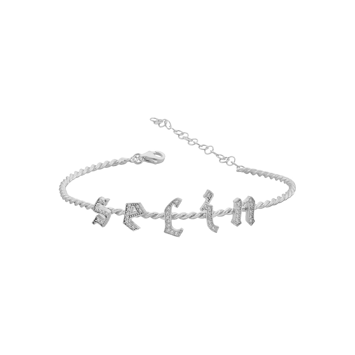 Kardelen Burma Armband Mit Zirkonia Buchstaben Gothic - 925 SILBER