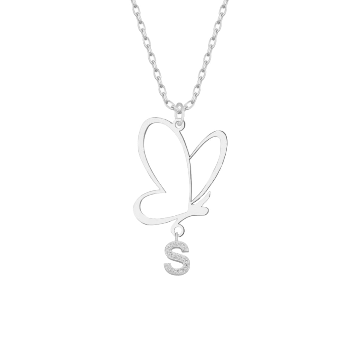 Kardelen Butterfly Kette Mit Wunschbuchstabe - 925 SILBER