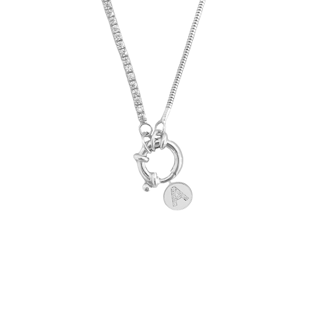 Kardelen Chain Design Italia Iced Round Zirkonia Buchstabenkette - 925 SILBER