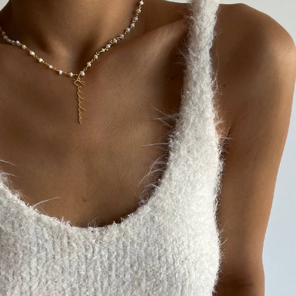 Kardelen Chain Design Pearl Halskette Basic Signature - 925 SILBER