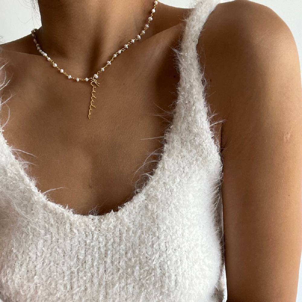 Kardelen Chain Design Pearl Halskette Basic Signature - 925 SILBER