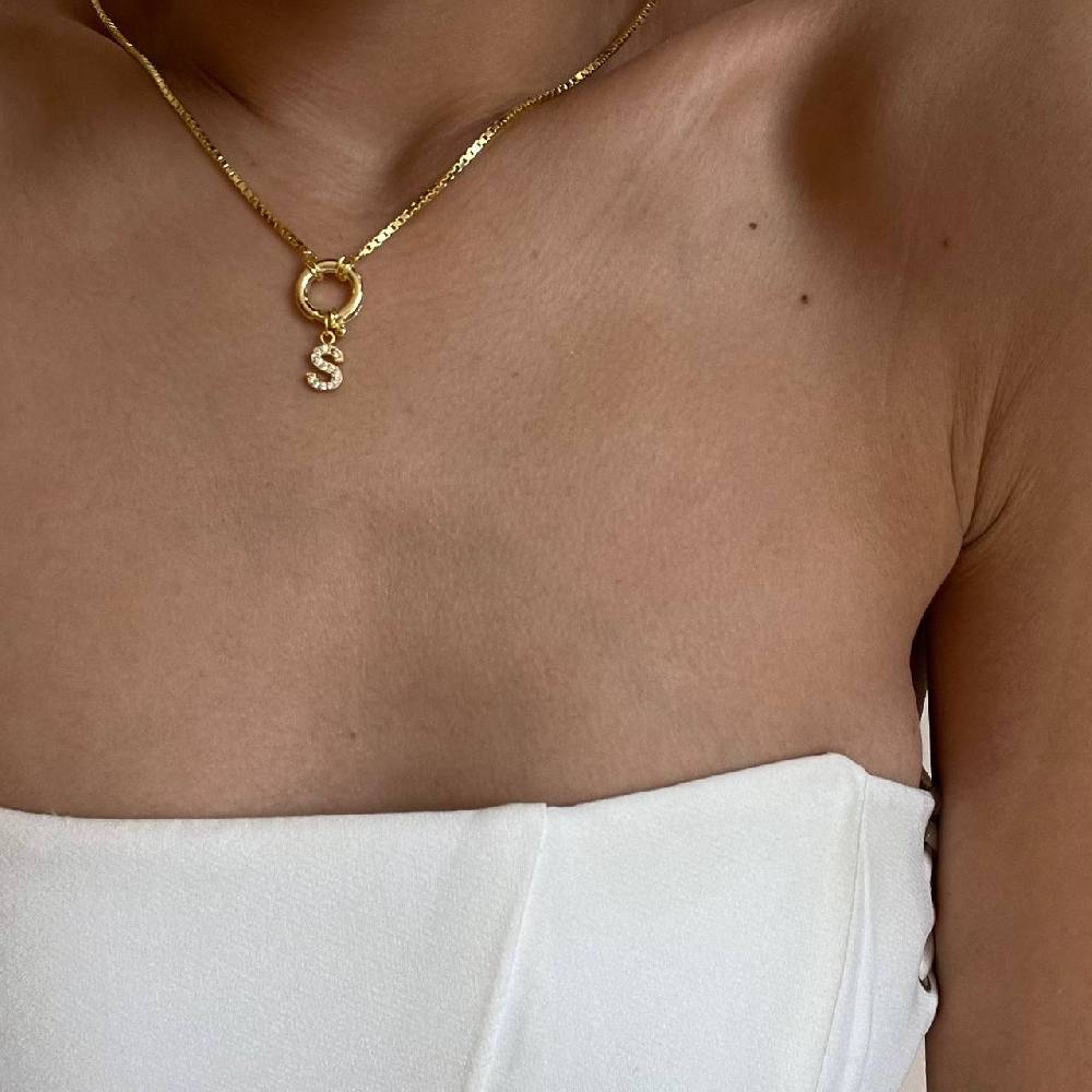 Kardelen Chain Einfache Buchstaben Halskette - 925 SILBER