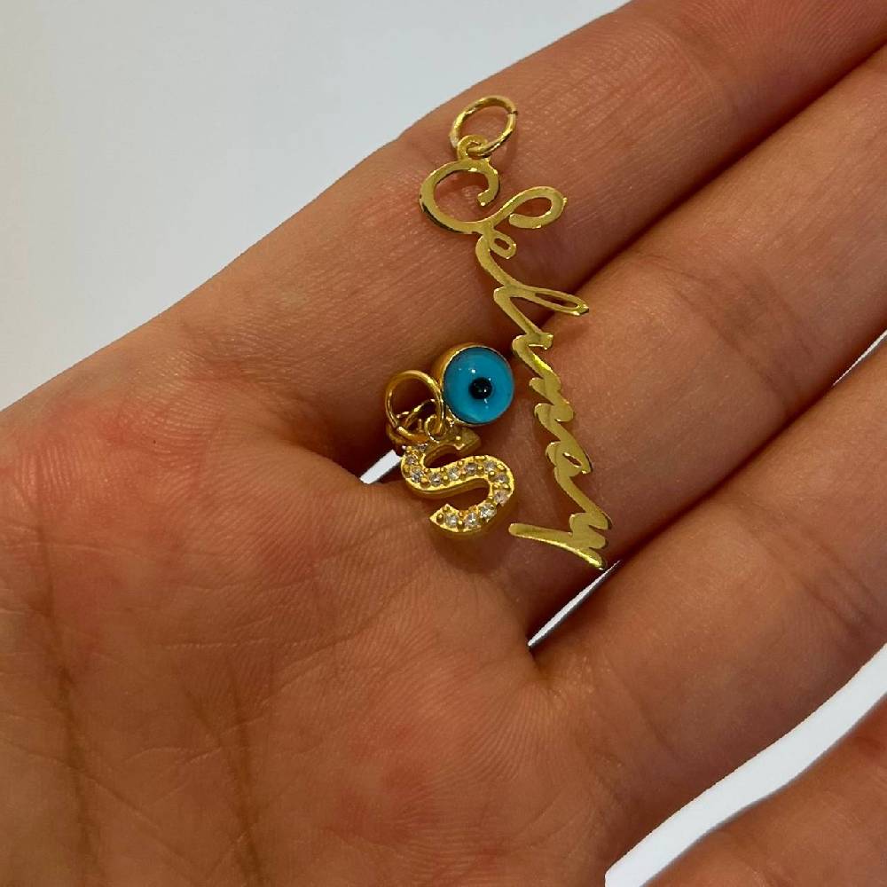 Kardelen Chain Einfache Signatur Halskette Mit Nazar - 925 SILBER