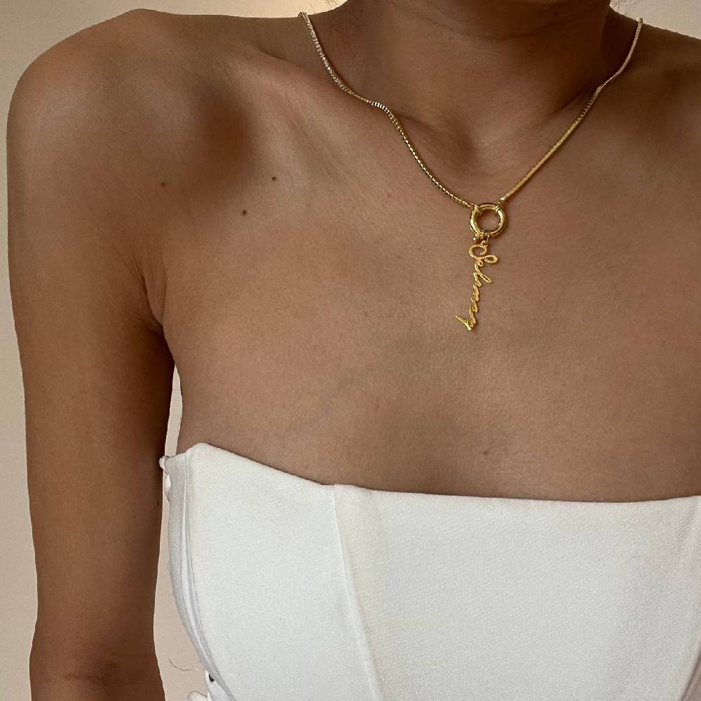 Kardelen Chain Strass Signatur Halskette - 925 SILBER