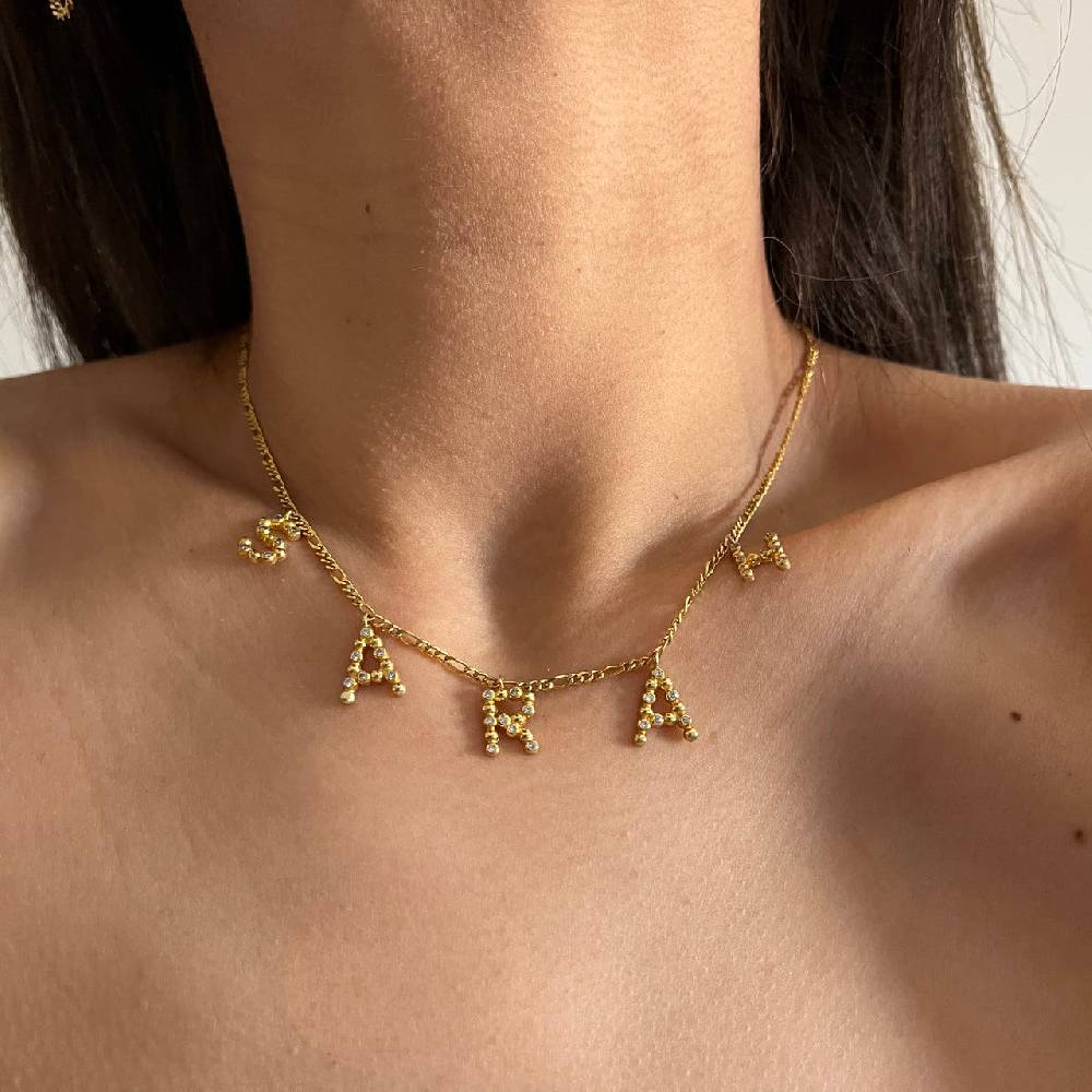 Kardelen Chocker Ball Zirkonia Namenskette - 925 SILBER