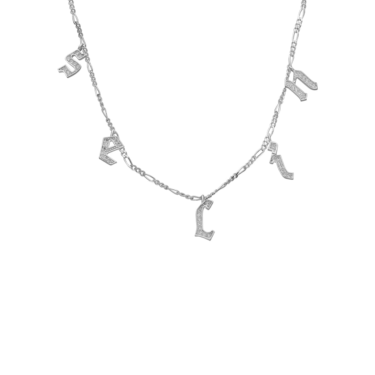 Kardelen Chocker Namenskette Mit Zirkonia Gothic - 925 SILBER