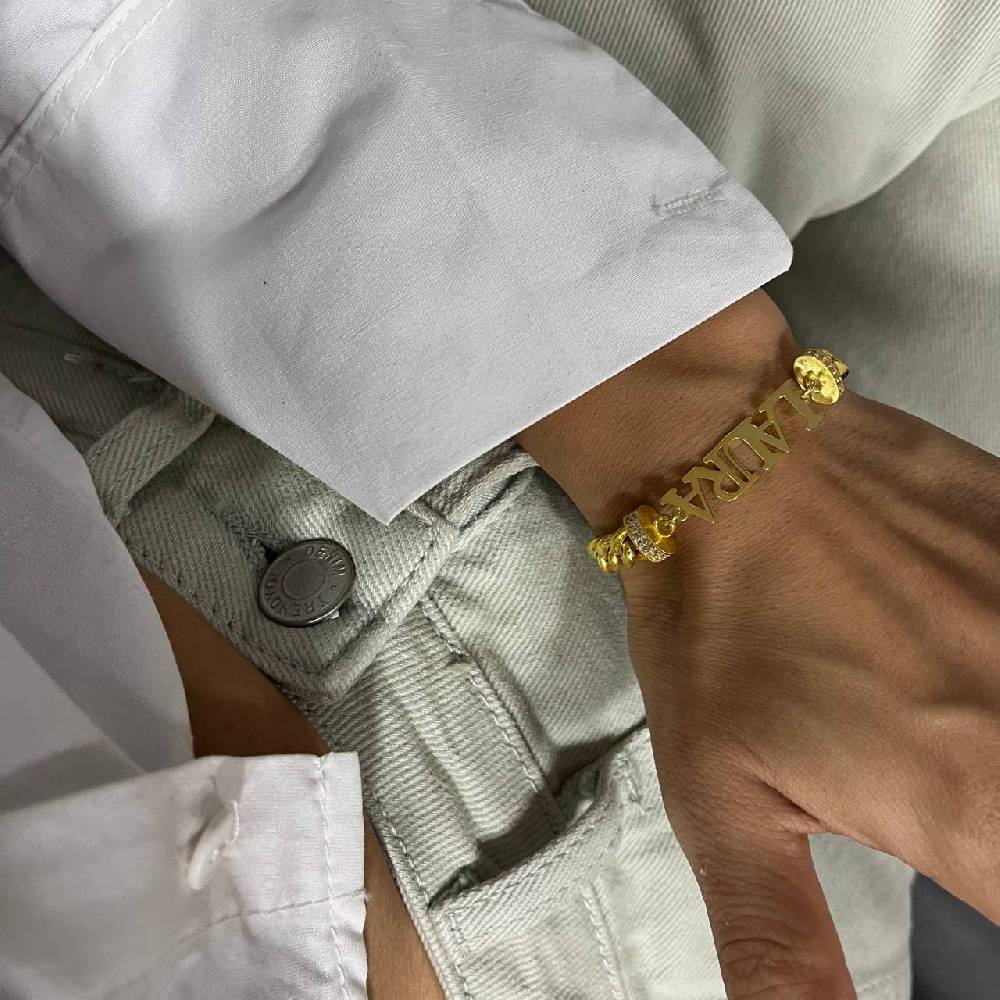 Kardelen Cubice Armkette Mit Wunschnamen - 925 SILBER