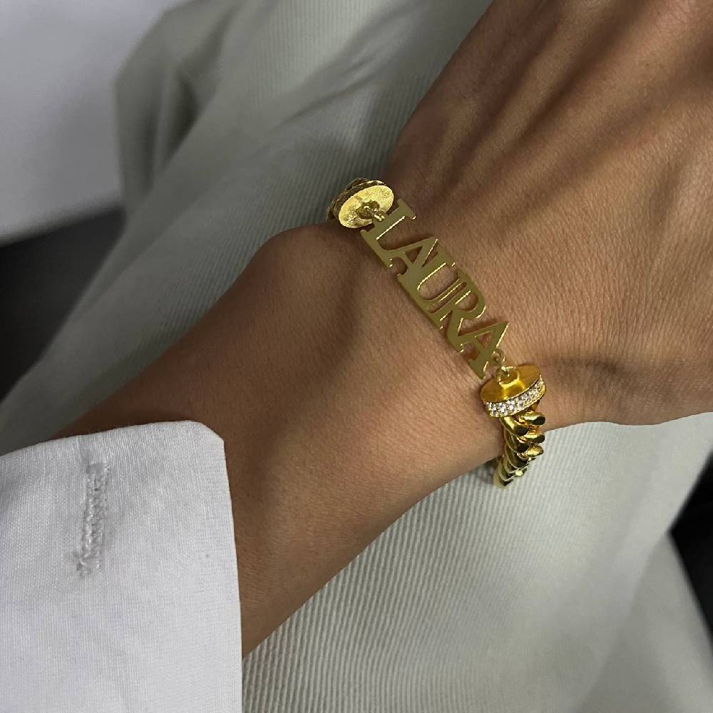 Kardelen Cubice Armkette Mit Wunschnamen - 925 SILBER