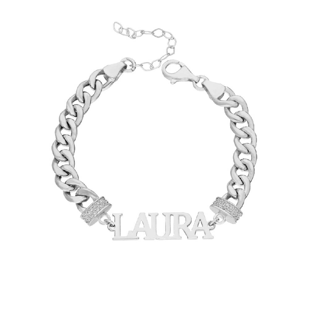 Kardelen Cubice Armkette Mit Wunschnamen - 925 SILBER