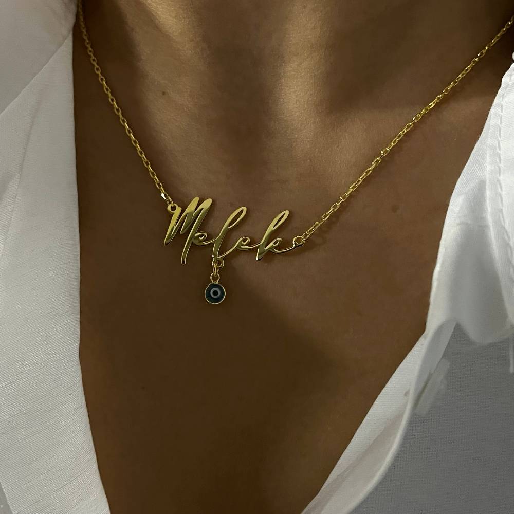 Kardelen Desaster Namenskette Mit Nazar Anhänger - 925 SILBER