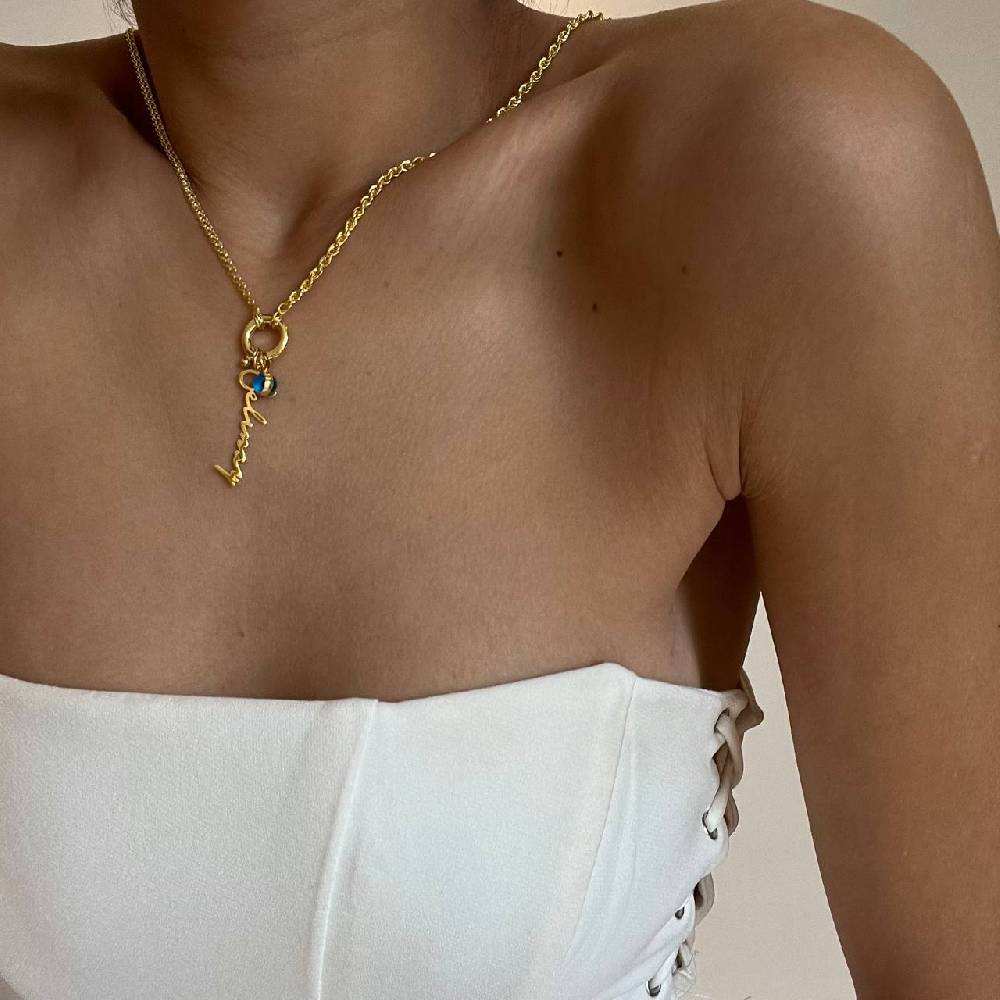 Kardelen Dick Chain Design Signatur Halskette mit Nazar - 925 SILBER