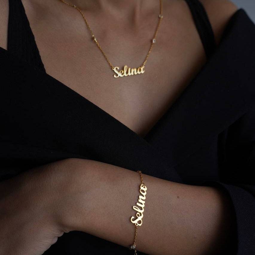 Kardelen Double Zirkonia Namens Halskette - 925 SILBER