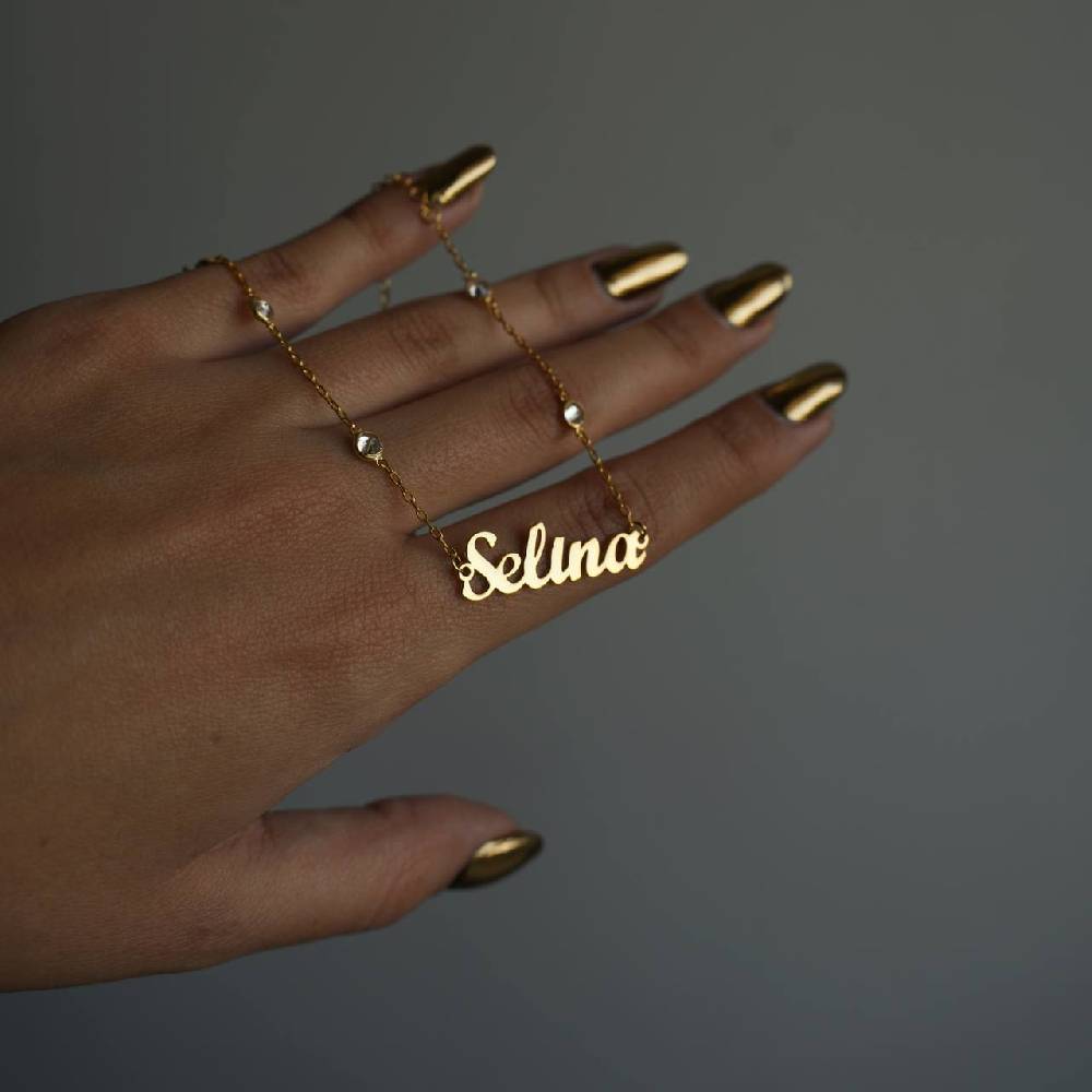 Kardelen Double Zirkonia Namens Halskette - 925 SILBER