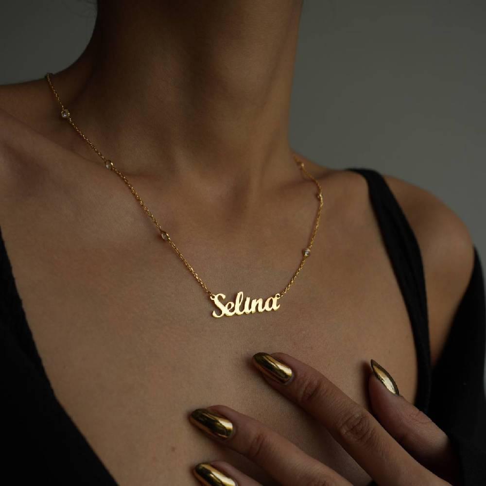 Kardelen Double Zirkonia Namens Halskette - 925 SILBER