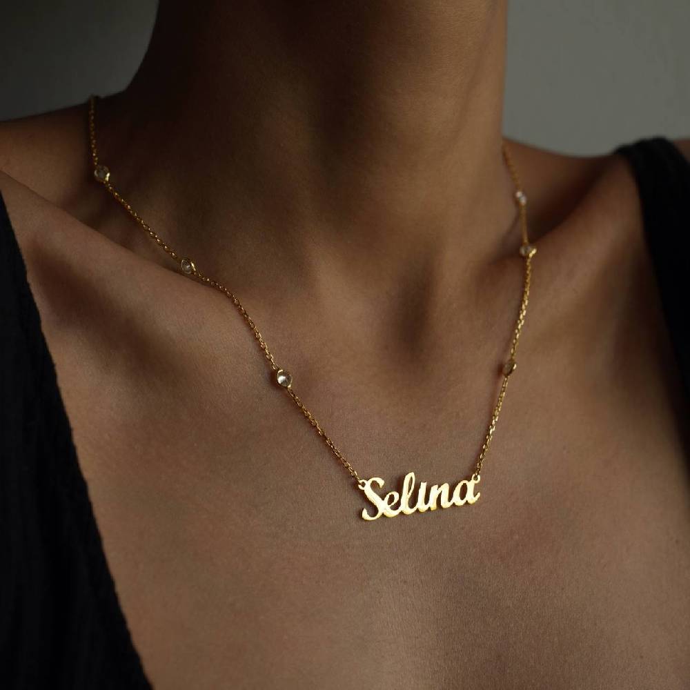 Kardelen Double Zirkonia Namens Halskette - 925 SILBER