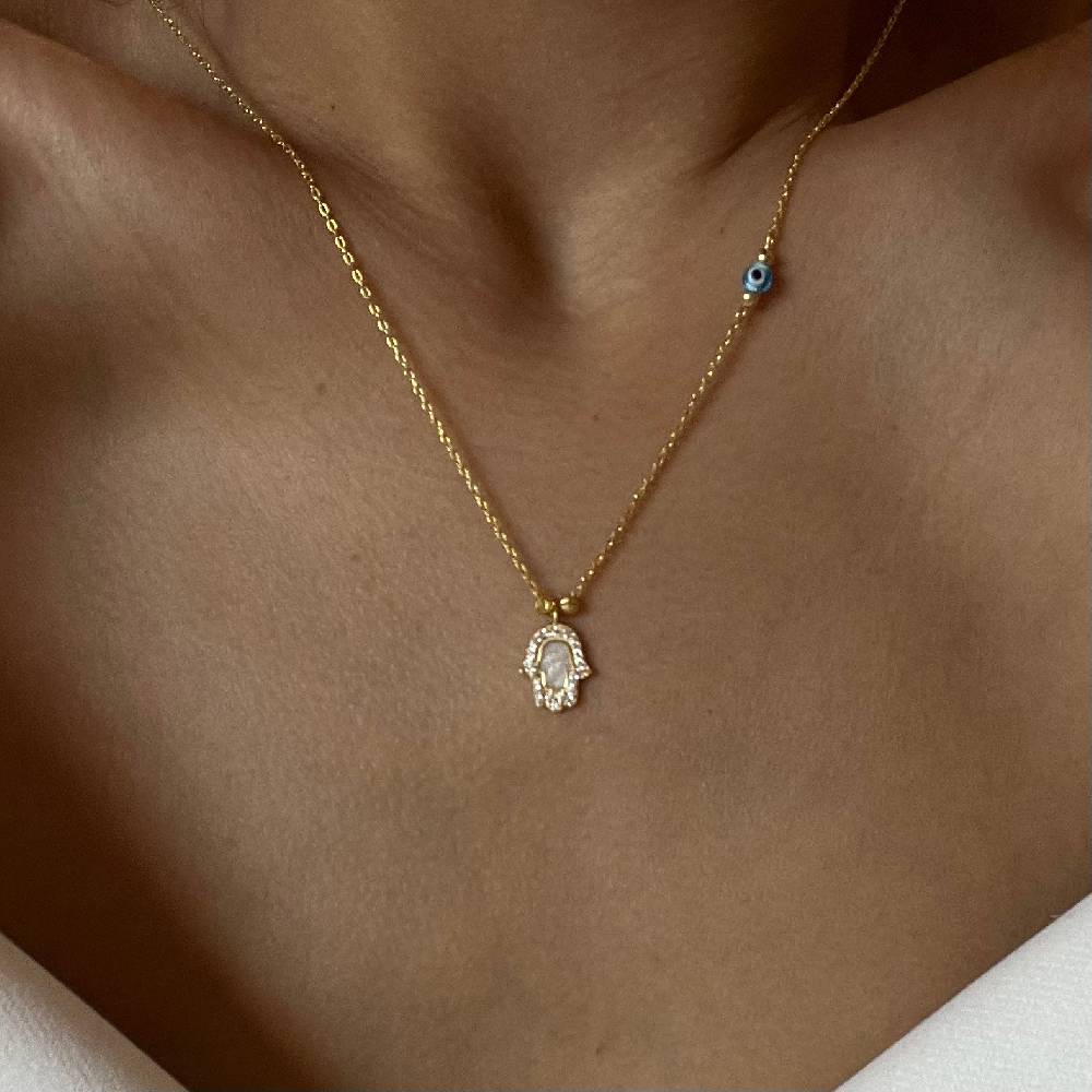 Kardelen Fatimas Hand Mit Nazar Halskette - 925 SILBER