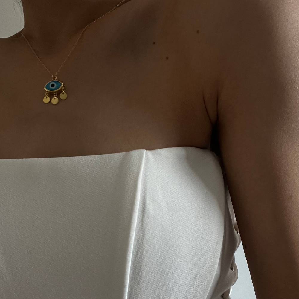 Kardelen Firuze Blue Nazar Eyes Necklace - 925 SILBER