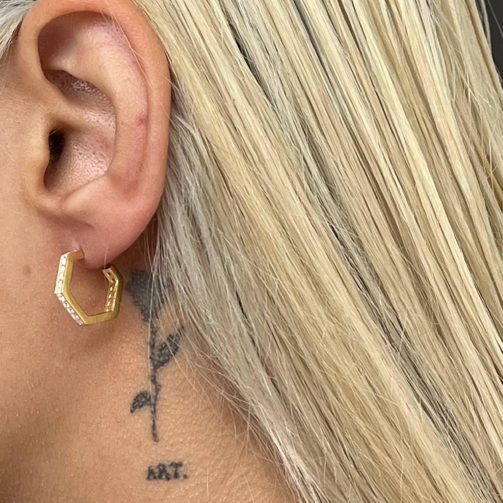 Kardelen Fünfeckige Ohrring Mit Zirkonia - 925 SILBER