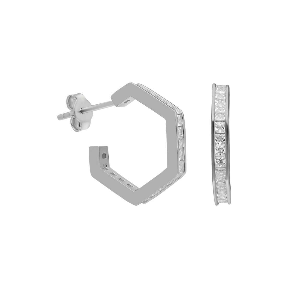 Kardelen Fünfeckige Ohrring Mit Zirkonia - 925 SILBER