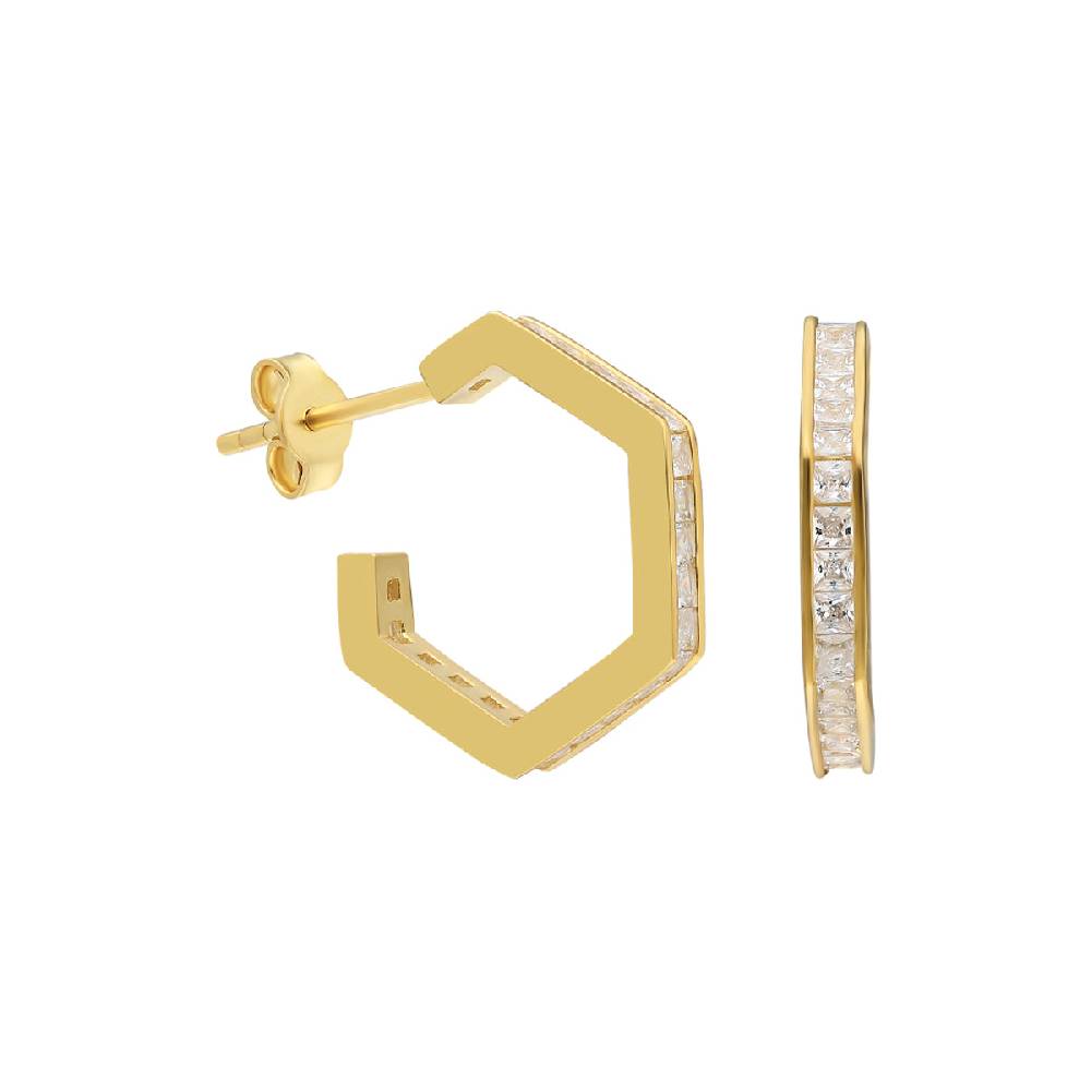 Kardelen Fünfeckige Ohrring mit Zirkonia - 925 SILBER