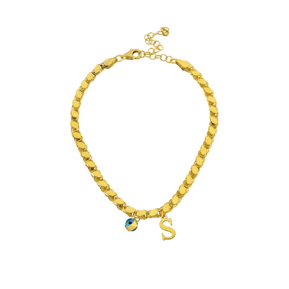 Kardelen Gersten Buchstaben Armkette mit Nazar - 925 SILBER