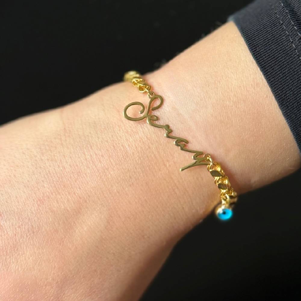 Kardelen Gersten Signatur Armkette Mit Nazar - 925 SILBER