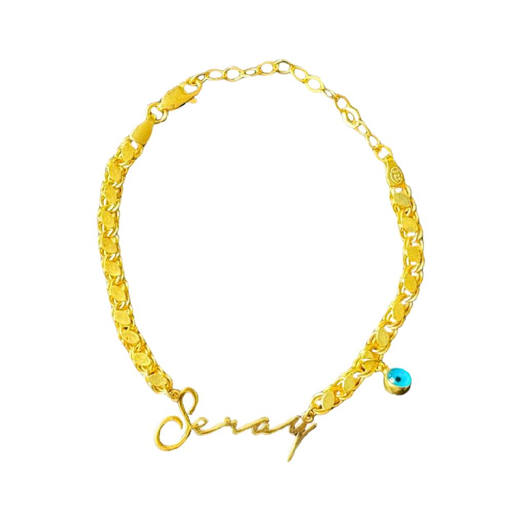 Kardelen Gersten Signatur Armkette mit Nazar - 925 SILBER