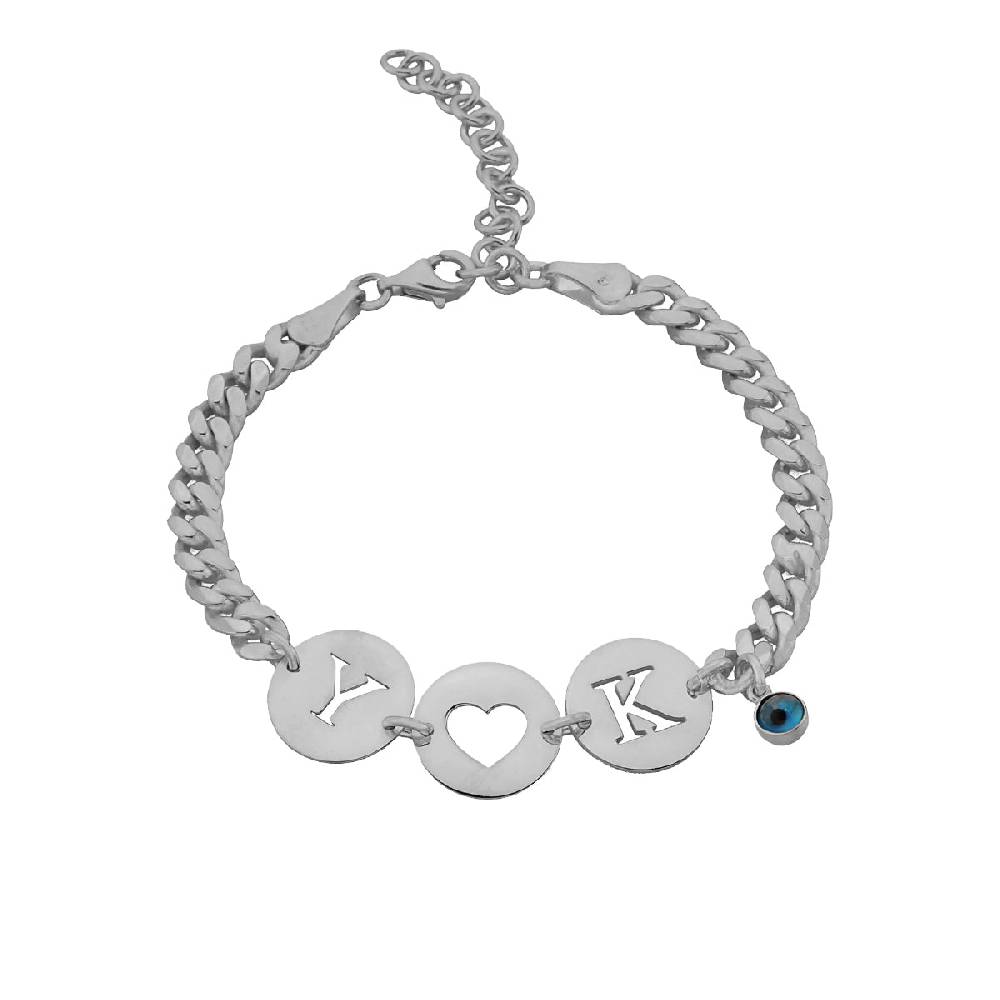 Kardelen Gourmet Armband Mit Initialen Und Nazar - 925 SILBER