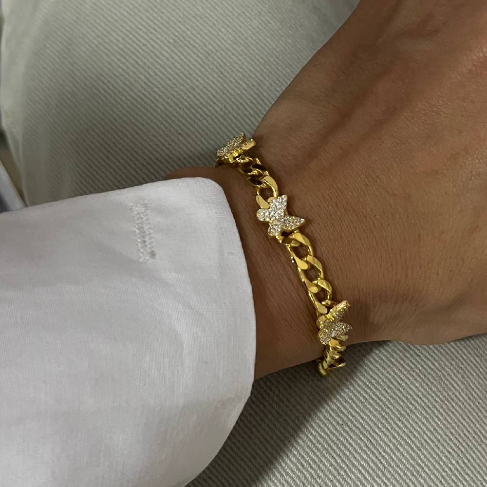 Kardelen Gourmet Butterfly Zirkonia Stein Armkette - 925 SILBER