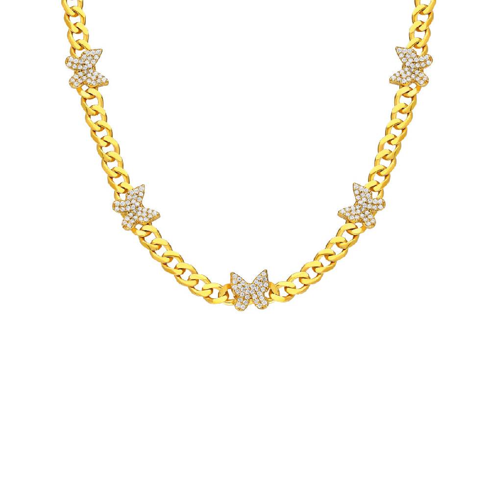 Kardelen Gourmet Butterfly Zirkonia Stein Halskette - 925 SILBER