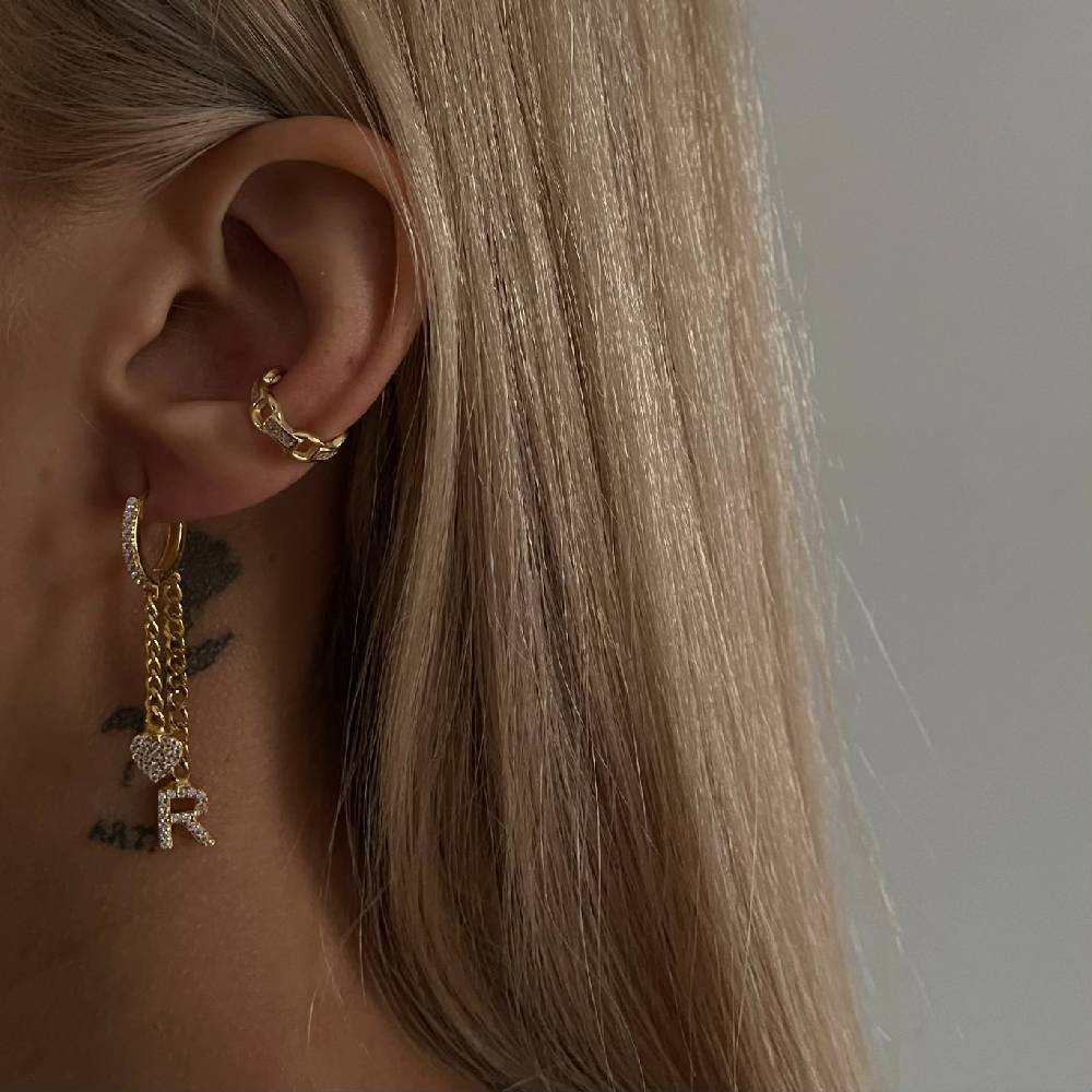 Kardelen Hängende Buchstaben Ohrringe Mit Herz - 925 SILBER