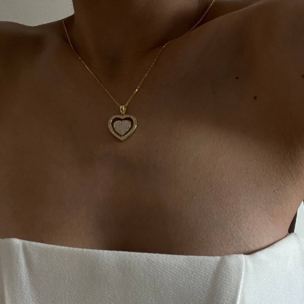 Kardelen Herz Zirkonia Gravurkette Rotate - 925 SILBER