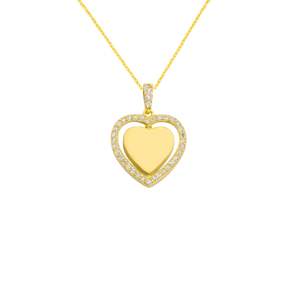 Kardelen Herz Zirkonia Gravurkette Rotate - 925 SILBER