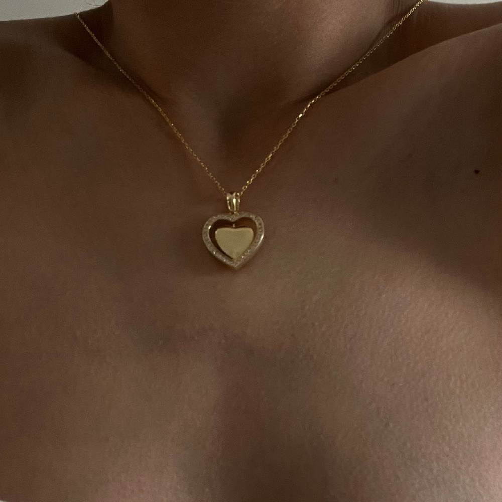 Kardelen Herz Zirkonia Gravurkette Rotate - 925 SILBER